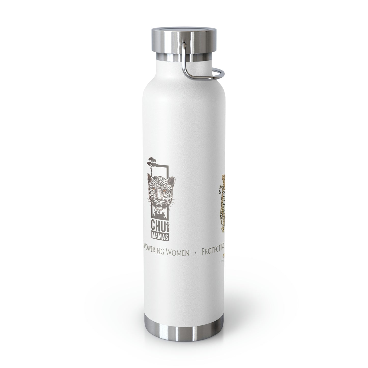 EA Leopard Chui Mamas & WCRC Wildlife Kids white Copper Vacuum Insulated Bottle, 22oz