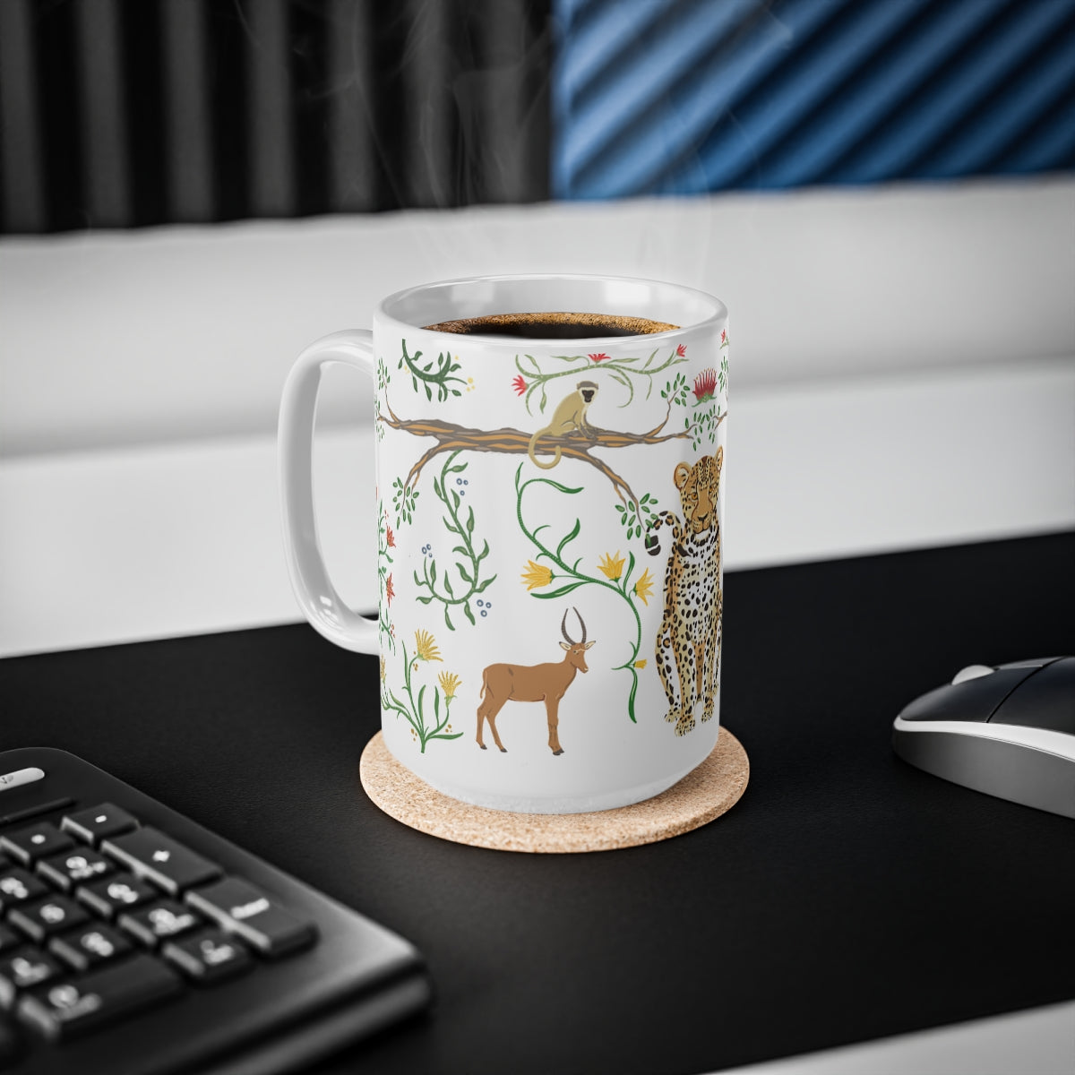 EA Leopard Ceramic Coffee Cups, 11oz, 15 oz